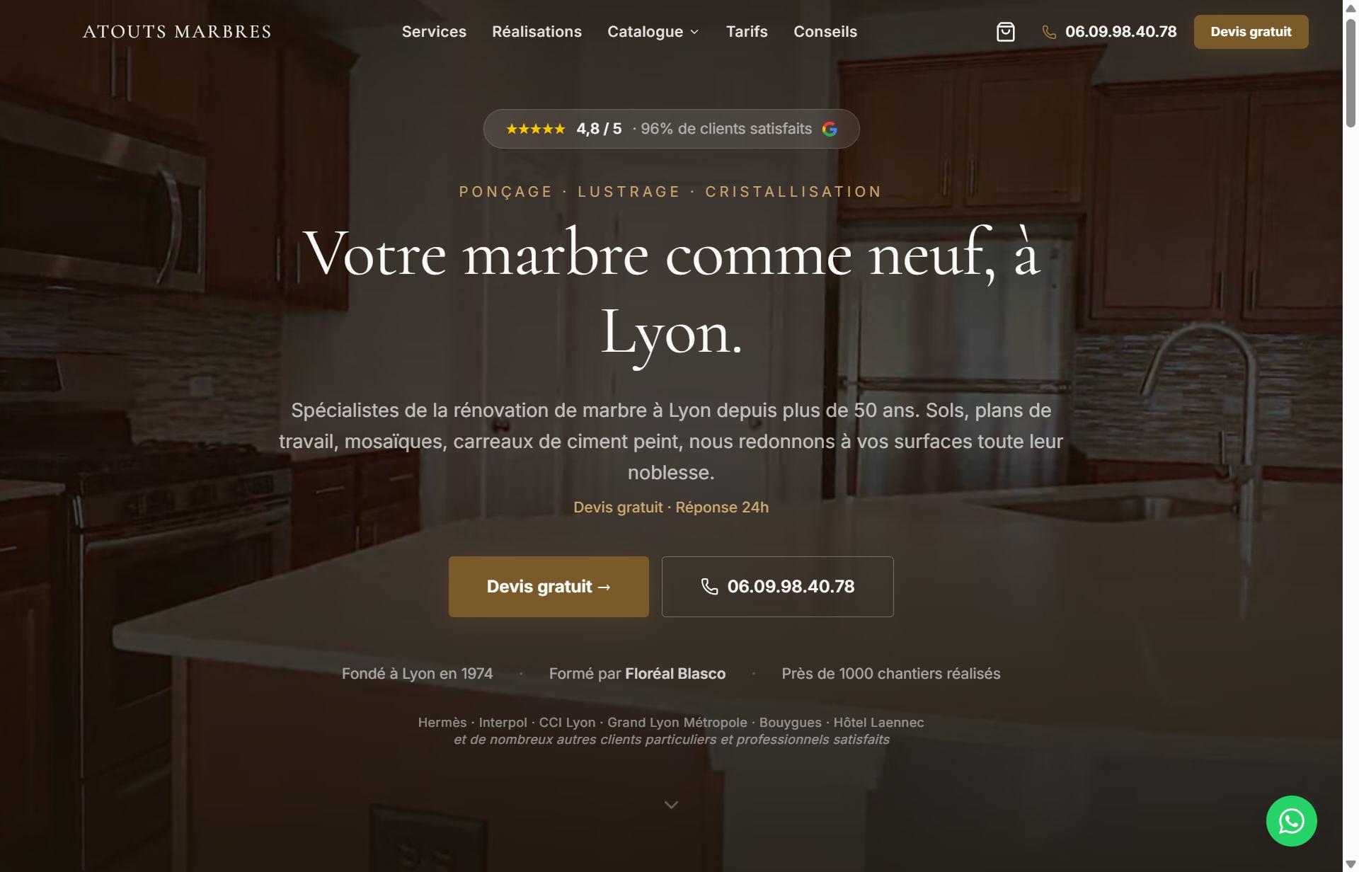 Atouts Marbres - site de rénovation de marbre à Lyon
